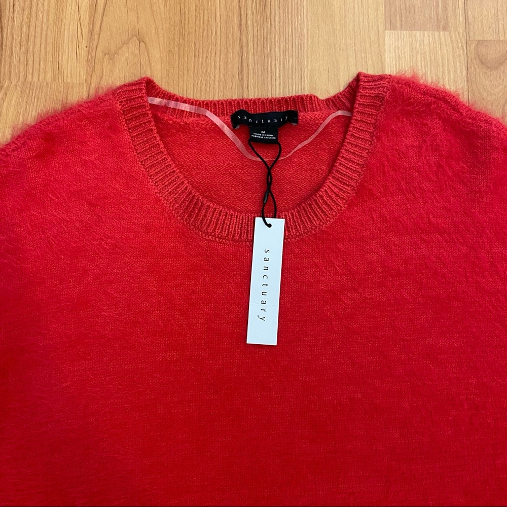 NWT Sanctuary Pink / Red Fuzzy Sweater Medium